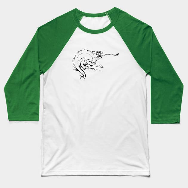 Chameleon catching a fly Baseball T-Shirt by Yulla